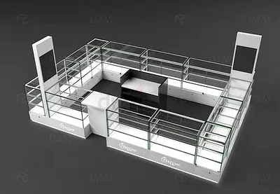 Professional Glass Display Perfume Kiosk