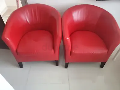 Pair of Stylish Red Armchairs