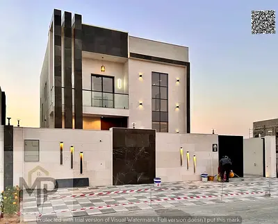 New villa for rent in Ajman | First occupant | Al Helio 2 area | 4 bedrooms, majlis, living room and maid's room | Rent in 4 installments.