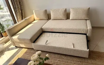 Stylish Cream-colored Sofa with Storage