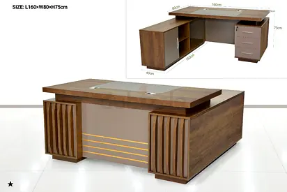 Modern Executive Office Desk with Storage