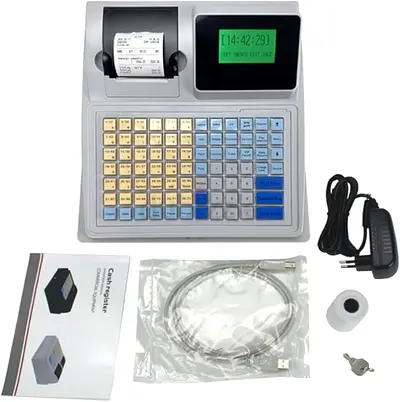 Electronic Cash Register with Customer-Facing Digital LED Display, 81 Key Collector Keys, 8 Digital