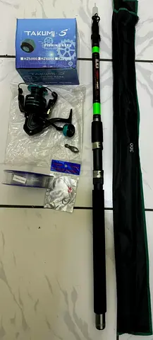 Fishing Sets telescopic Professional6 3.0 m Carbon Black Takumi-S HZ6000 big reel with line wt hook