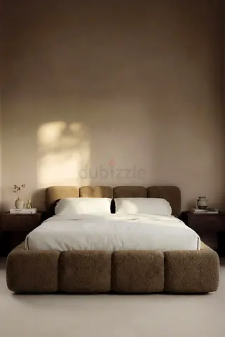 Cozy Brown Cat Fabric Bed Frame