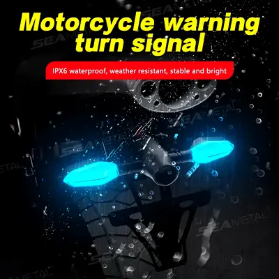 2PCS LED Turn Signal Lights Projector for Motorcycle, 27 Lighting Modes RGB Flowing Daytime Running