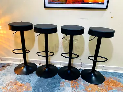 Set of 4 Modern Black Bar Stools