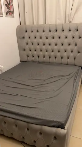 Queen Grey Bed with Tufted Headboard (with medicated mattress)
