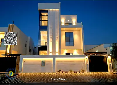 For sale in Al Zahiyah: luxurious modern villa with 5 bedrooms and a roof .Bank financing. Freehold all nationalities.