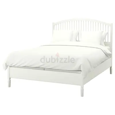 Modern White Bed Frame with Mattress