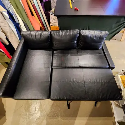Modern Black Leather Sofa bed with storage