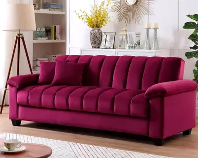 Stylish Velvet Sofa in Vibrant Purple