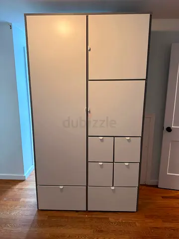 Modern White Wardrobe with Storage Drawers