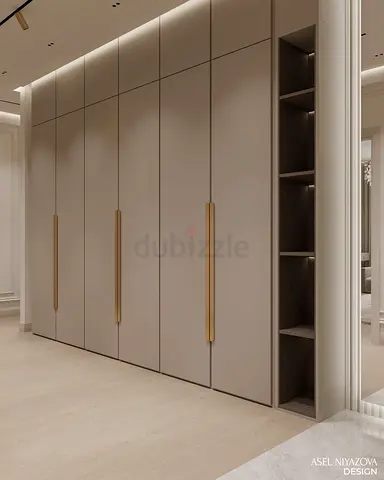 Modern Beige Wardrobe with Shelving