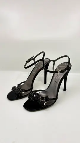 Prada Satin Beaded Embroidered Flower Sandals – Size 36