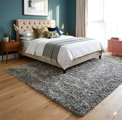 Large Grey Shaggy Rug Carpet