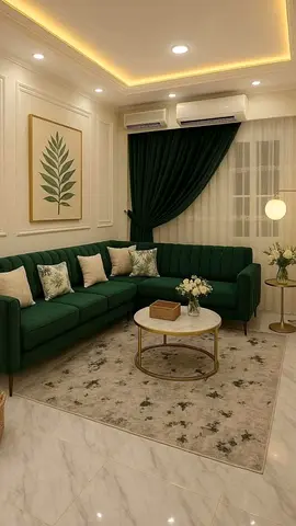 Stylish Green Velvet Sofa L shape