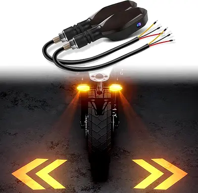2PCS LED Turn Signal Lights Projector for Motorcycle, 27 Lighting Modes RGB Flowing Daytime Running