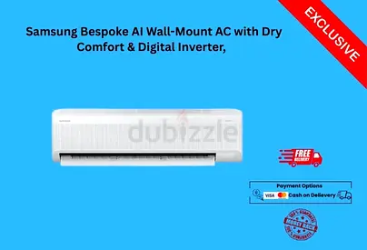 Samsung Bespoke AI Wall-Mount AC with Dry Comfort  Digital Inverter, 1.5 Ton AR70F18D1GWN/GU-R