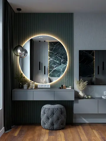 Elegant Round Mirror with LED Lighting for Modern Interiors