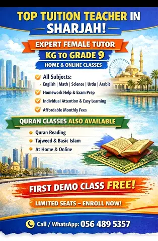 Female Tuition Teacher Available in Sharjah