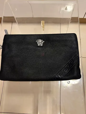 Versace black leather clutch