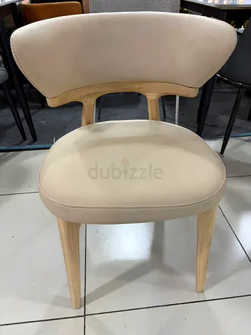 Stylish Beige  Accent Chair with wooden legs