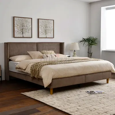 Wide wings middle stitch headboard super king bed