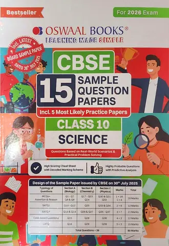 Oswaal CBSE 15 Sample Question Papers Class 10 Science for 2026 Board Exam