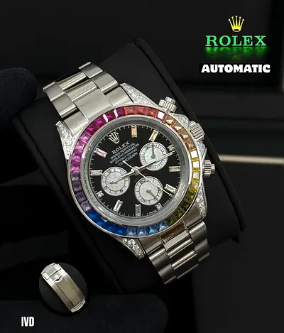 Premium Rolex Daytona Rainbow – White Gold  Multi-Color Sapphire A+