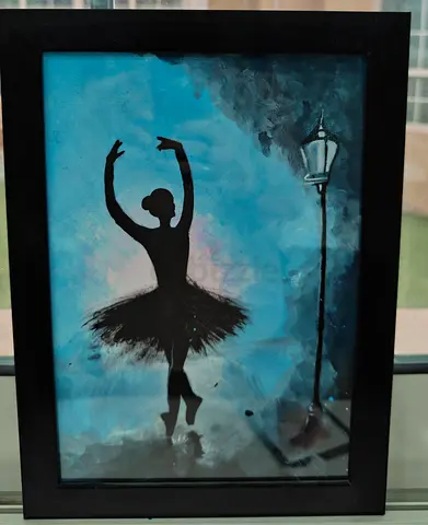 Framed acrylic painting of a dancer