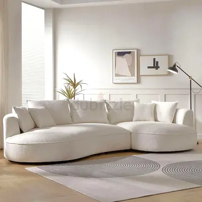 Elegant Curved White Sofa for Sale | 5 seater sofa
