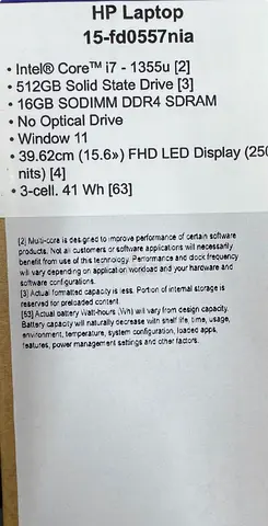 Brand new HP laptop 15-fd0557nia i7