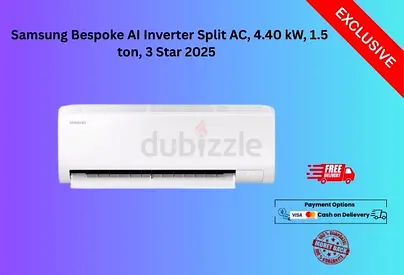 Samsung Bespoke AI Inverter Split AC, 4.40 kW, 1.5 ton, 3 Star 2025 AR50F18D1FHN/SG-R-FREE Delivery