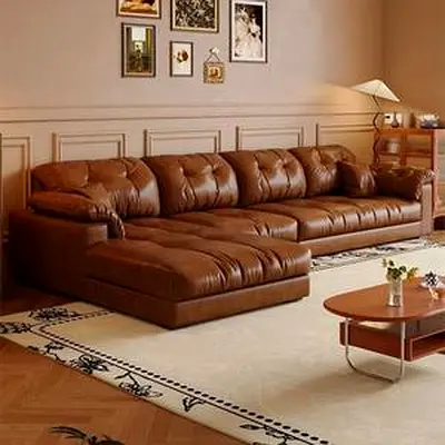 Stylish Brown Leather Sectional Sofa