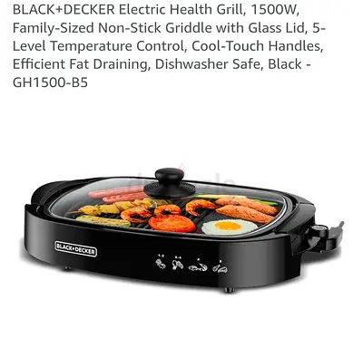 BLACK+DECKER Electric Health Grill - GH1500-B5