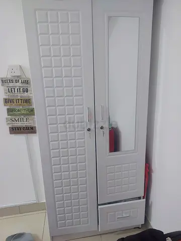 Elegant White Wardrobe with Mirror