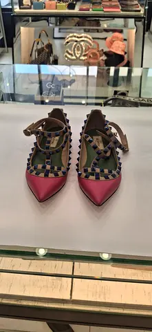 Stylish Pink and Blue Heeled Sandals