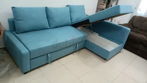 Stylish Blue Sofa Bed with Storage