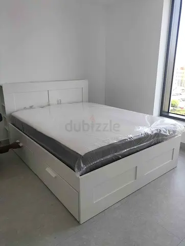 IKEA brimnes king size 180×200cm bed frame with headboard+ 4 big storage drawers with IKEA mattress