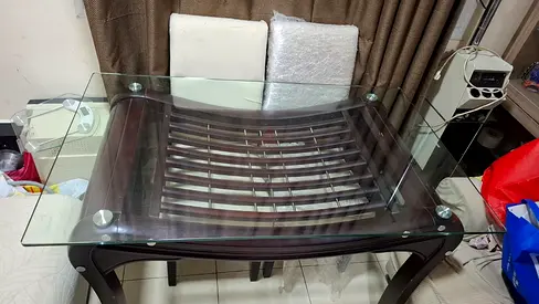 Urgent selling!!!Stylish Glass-Top Dining Table