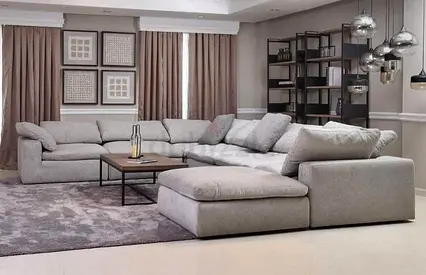 Seven seater Pan Emirates Pianca corner modular sofa with footstool