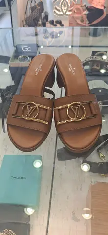 Stylish Brown Slide Sandals with Gold Detailing