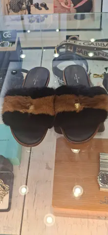 Stylish Ladies Fur Slip-On Sandals