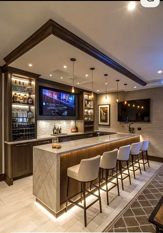 Stylish Home Bar with Modern Lighting