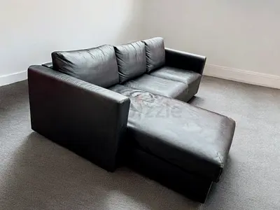 IKEA vimle black leather L Shape sofa bed with mattress