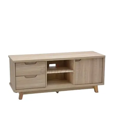 Wooden TV Stand with Drawers and Shelves
