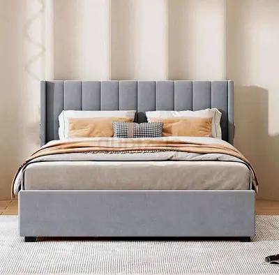 Brend New fabric wooden King size 180x200 Bed with Madical Matress Available