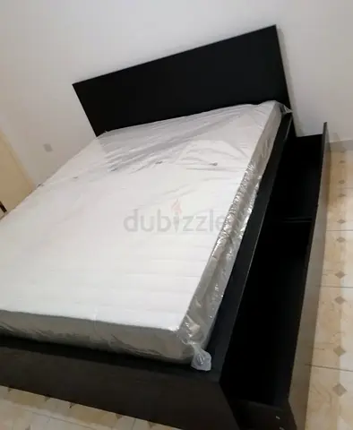 ‎IKEA Malam double bed 140×200cm bed with 2 big storage drawers underneath and with IKEA mattress