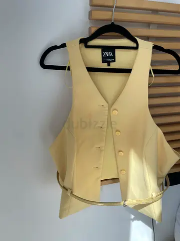 Zara Yellow Waistcoat with Leather Belt