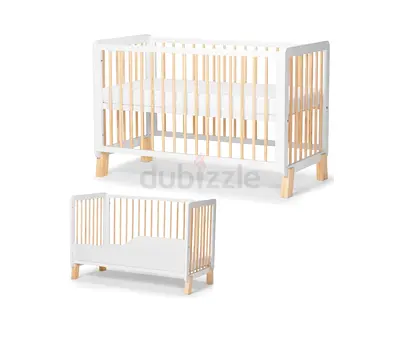 Kinderkraft Lunky Wooden Cot with Mattress White